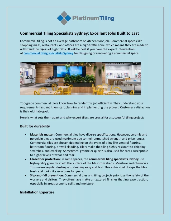 commercial tiling specialists sydney excellent