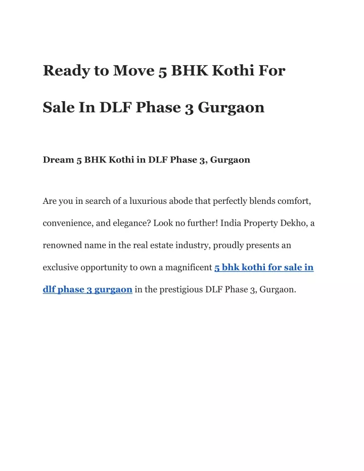 ready to move 5 bhk kothi for