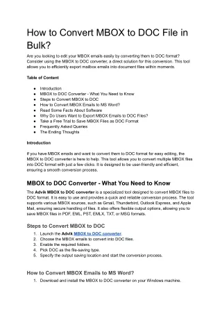 How to Convert MBOX to DOC File in Bulk