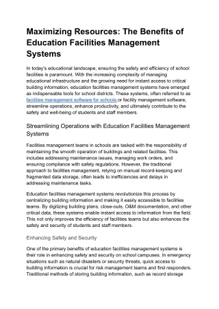 Maximizing Resources_ The Benefits of Education Facilities Management Systems