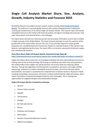 single cell analysis market share size analysis