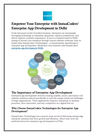 Empower Your Enterprise with InstaaCoders' Enterprise App Development in Delhi