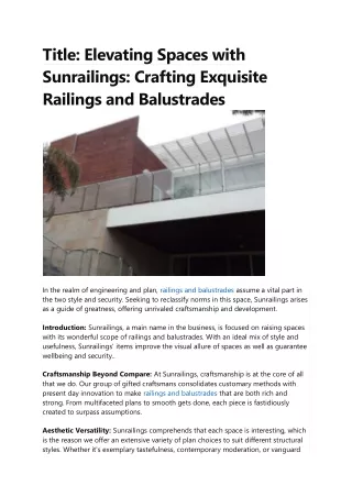 Railings and Balustrades