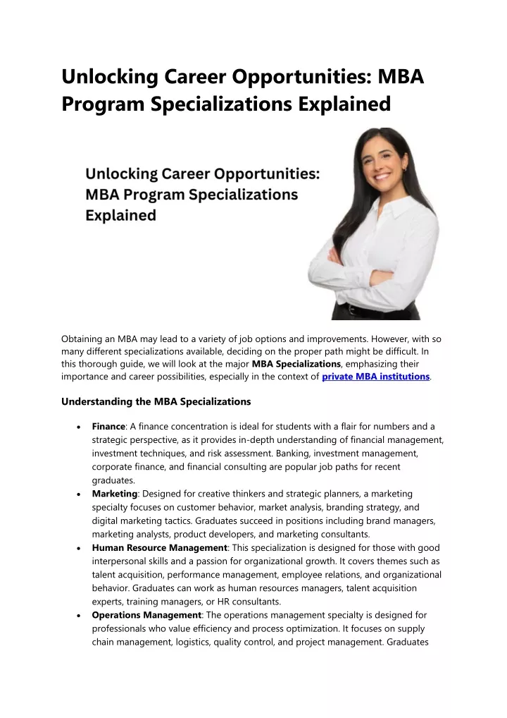 unlocking career opportunities mba program