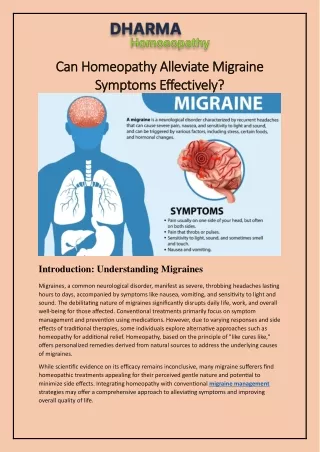 Can Homeopathy Alleviate Migraine Symptoms effectively