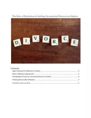 The Role of Mediation in Settling Uncontested Divorces in Ontario