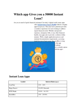 Which app Gives you a 50000 Instant Loan