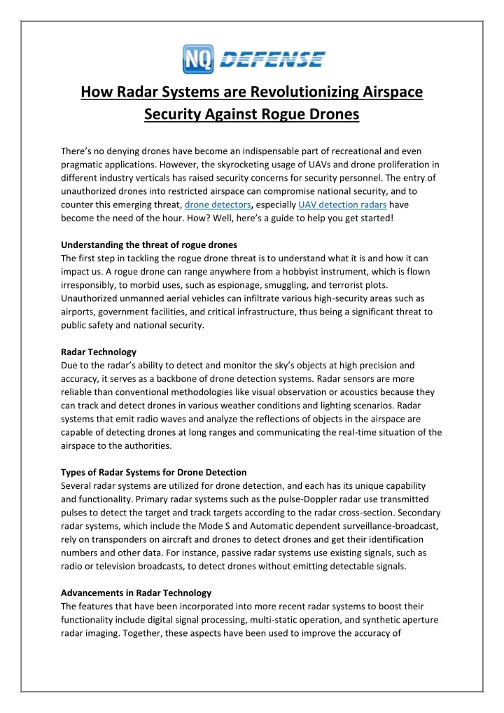 how radar systems are revolutionizing airspace