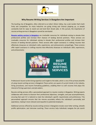 Why Resume Writing Services in Bangalore Are Important
