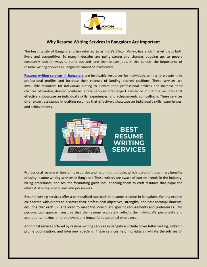 why resume writing services in bangalore