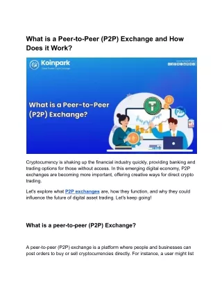 What is a Peer-to-Peer (P2P) Exchange and How Does it Work