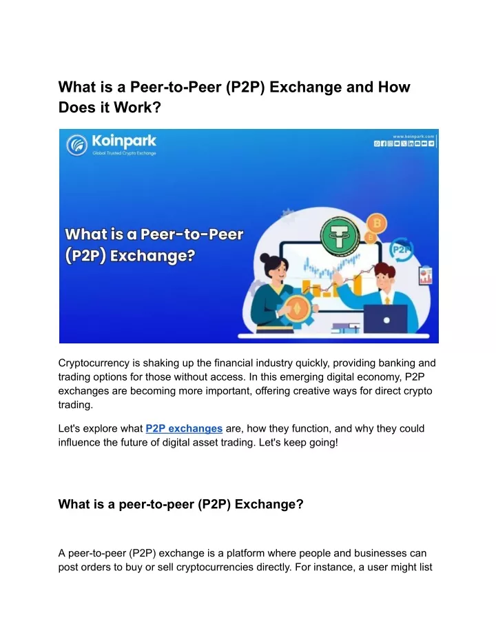 what is a peer to peer p2p exchange and how does