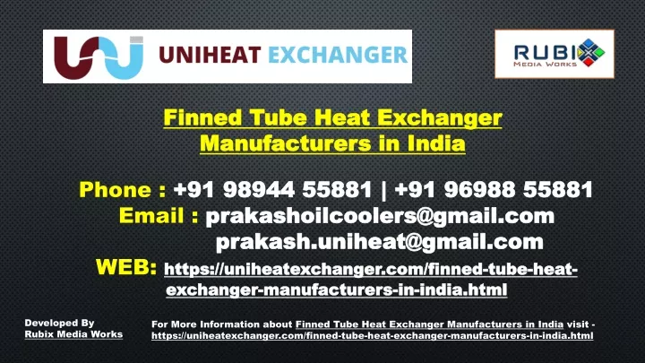 finned tube heat exchanger manufacturers in india