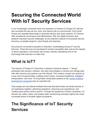 Securing the Connected World With IoT Security Services
