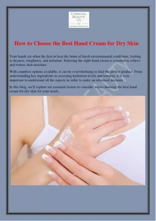 How to Choose the Best Hand Cream for Dry Skin