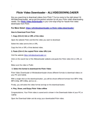 Flickr Video Downloader - ALLVIDEODOWNLOADER