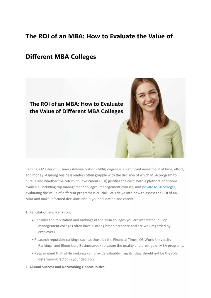 the roi of an mba how to evaluate the value of
