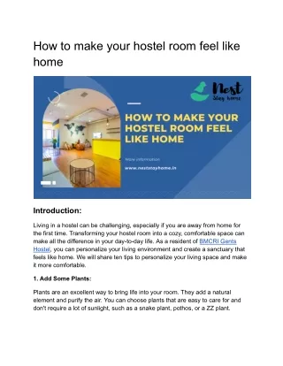 how to make your hostel room feel like home