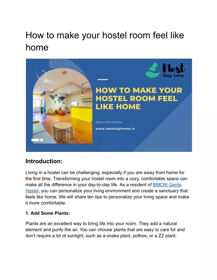 how to make your hostel room feel like home