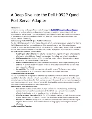 A Deep Dive into the Dell H092P Quad Port Server Adapter