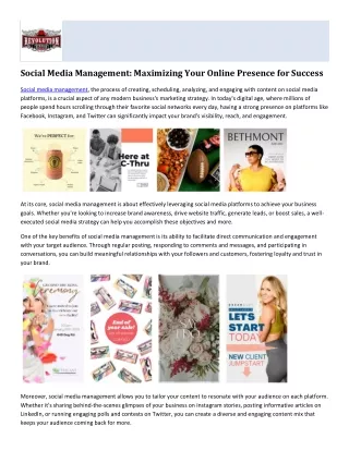 Social Media Management: Maximizing Your Online Presence for Success