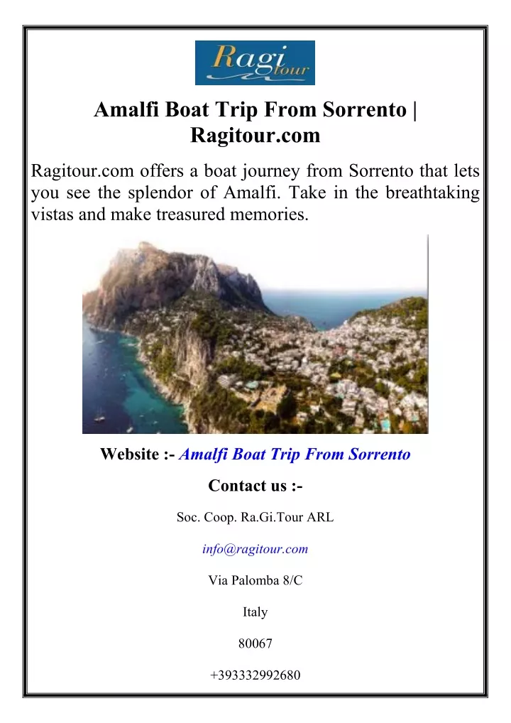 amalfi boat trip from sorrento ragitour com