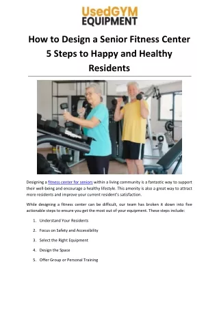 How to Design a Senior Fitness Center 5 Steps to Happy and Healthy Residents