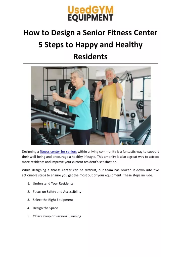 how to design a senior fitness center 5 steps
