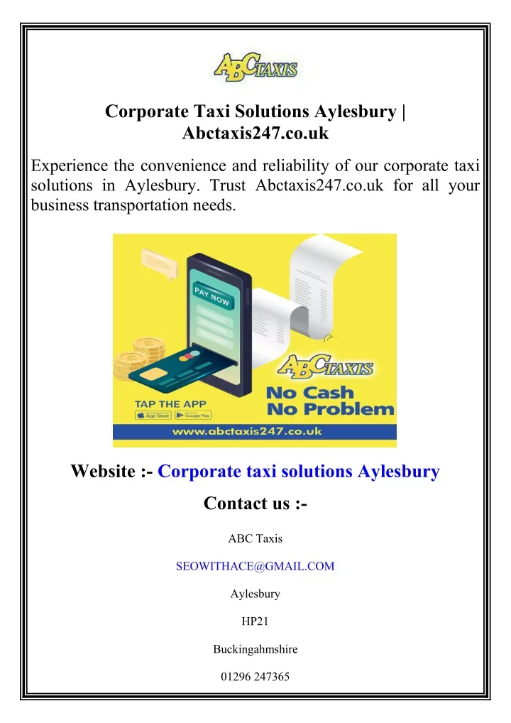 corporate taxi solutions aylesbury abctaxis247