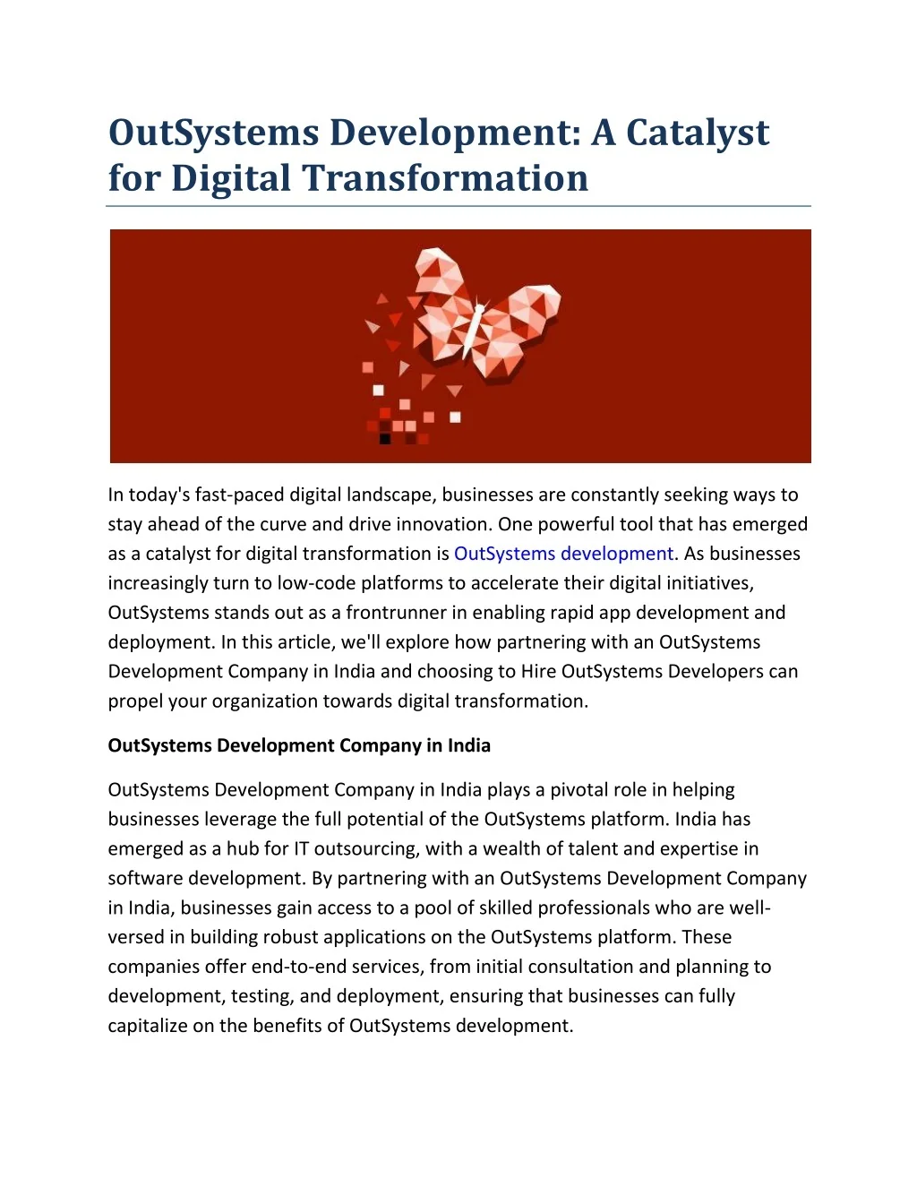 PPT - OutSystems Development- A Catalyst for Digital Transformation ...