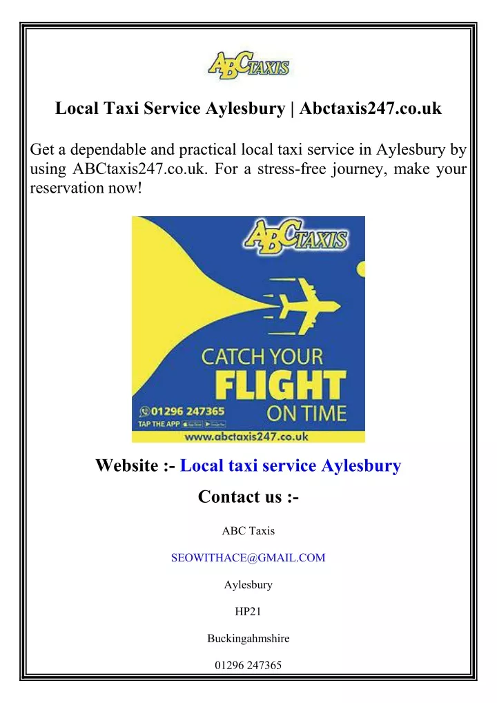 local taxi service aylesbury abctaxis247 co uk