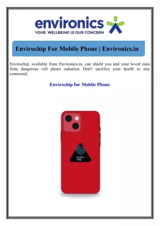 Envirochip For Mobile Phone Environics.in