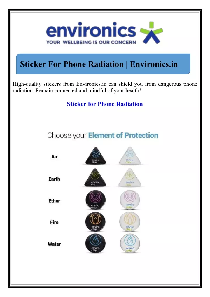 sticker for phone radiation environics in