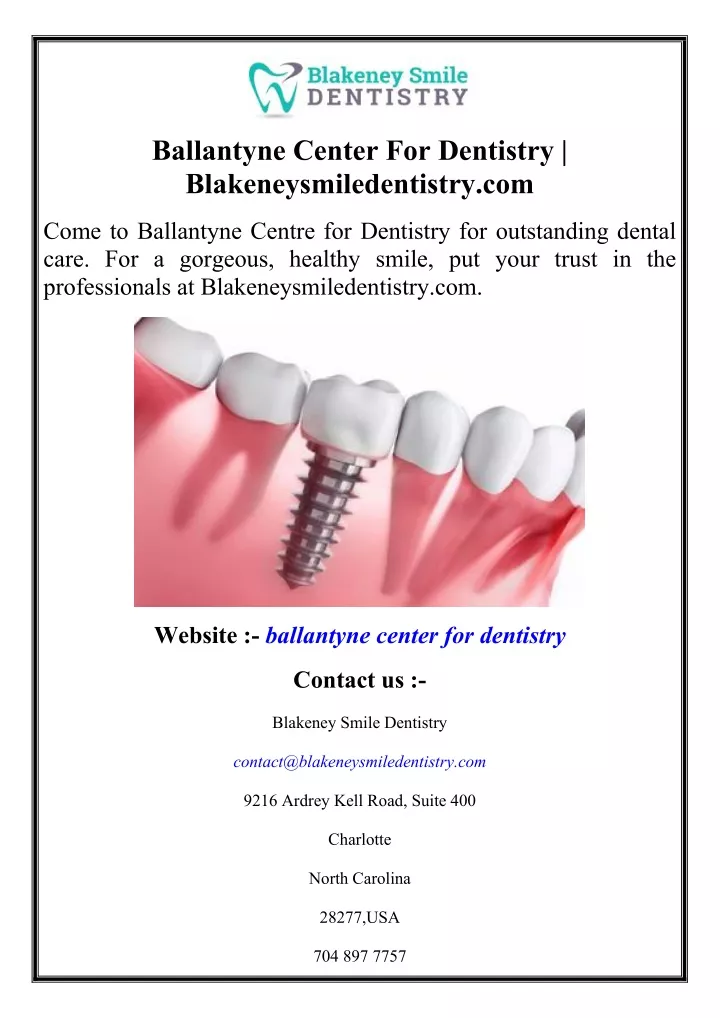 ballantyne center for dentistry