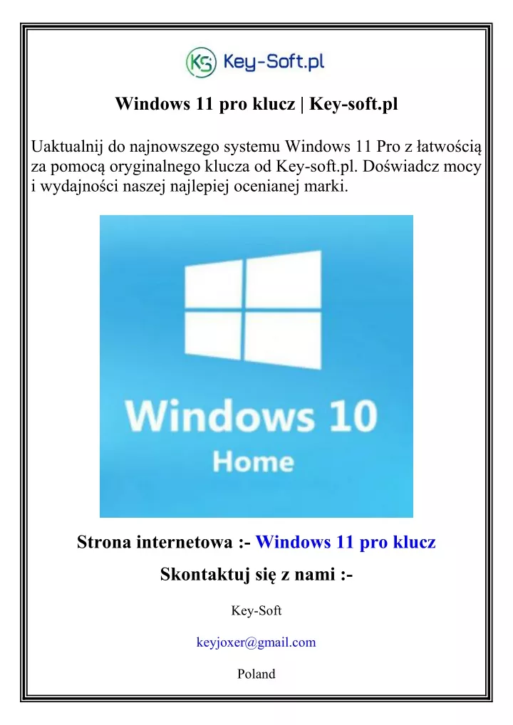 windows 11 pro klucz key soft pl