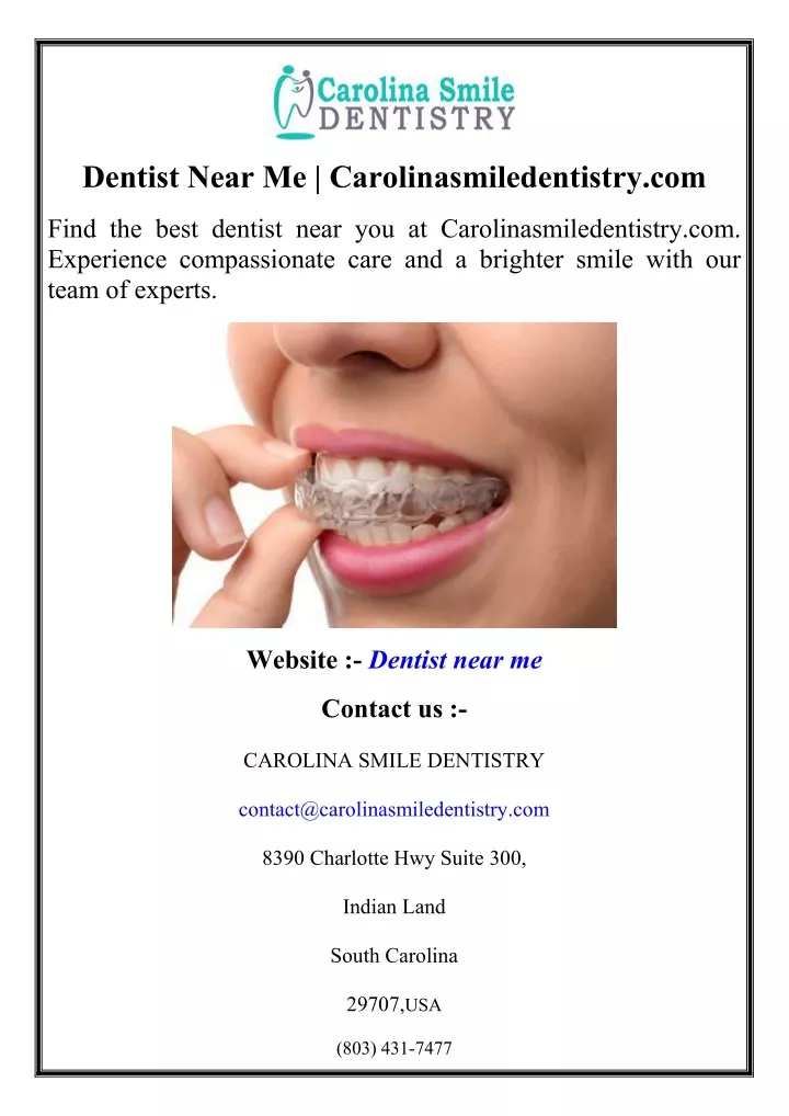 dentist near me carolinasmiledentistry com