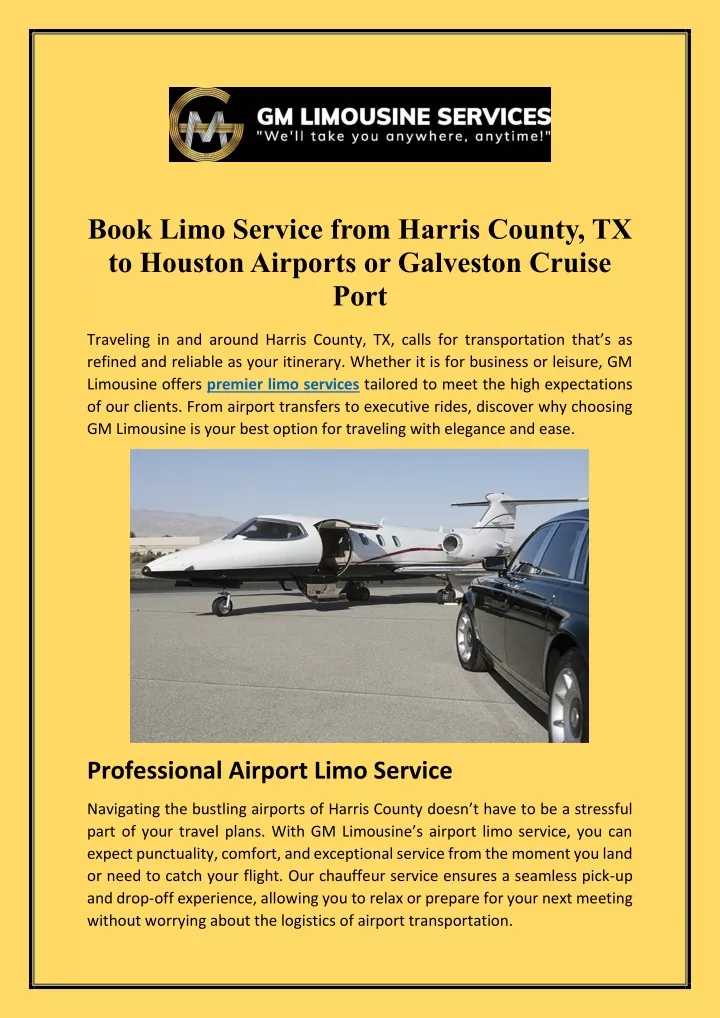 book limo service from harris county