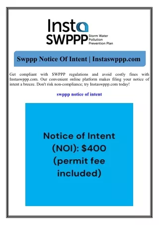 Swppp Notice Of Intent Instaswppp.com