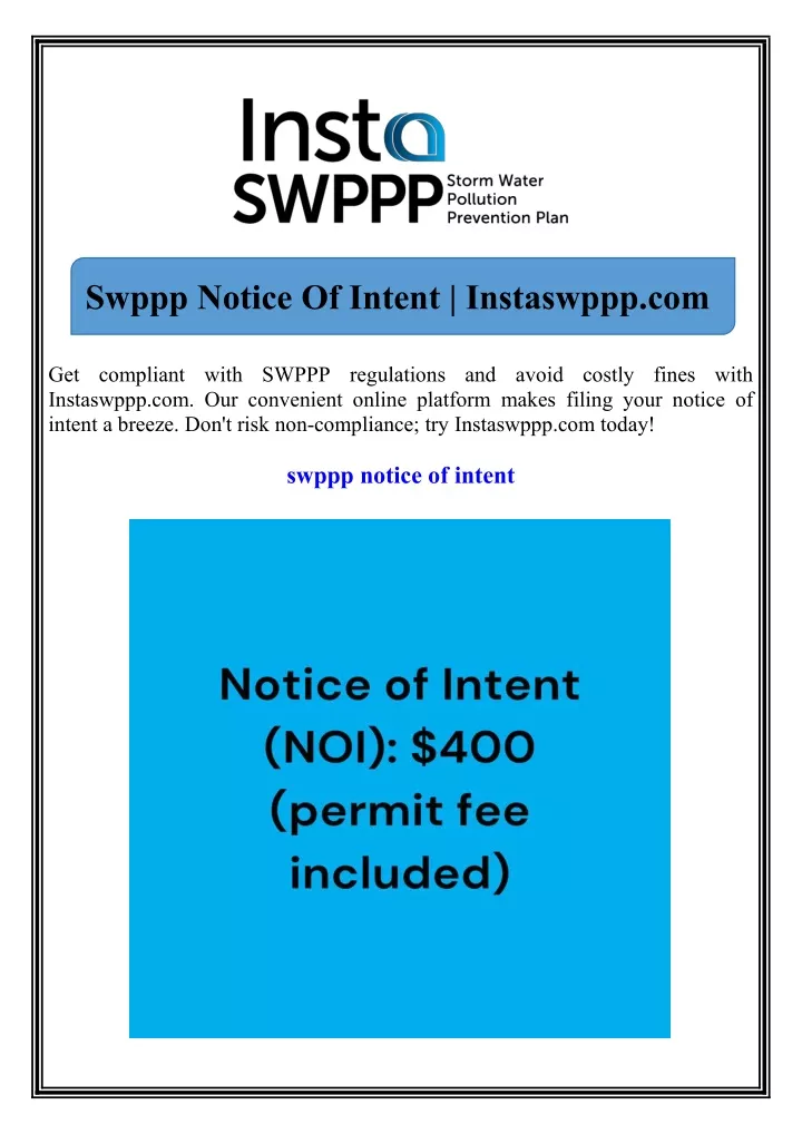 swppp notice of intent instaswppp com