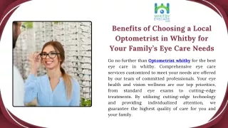 Benefits of Choosing a Local Optometrist in Whitby for Your Family’s Eye Care Needs