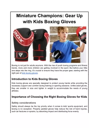 Miniature Champions: Gear Up with Kids Boxing Gloves