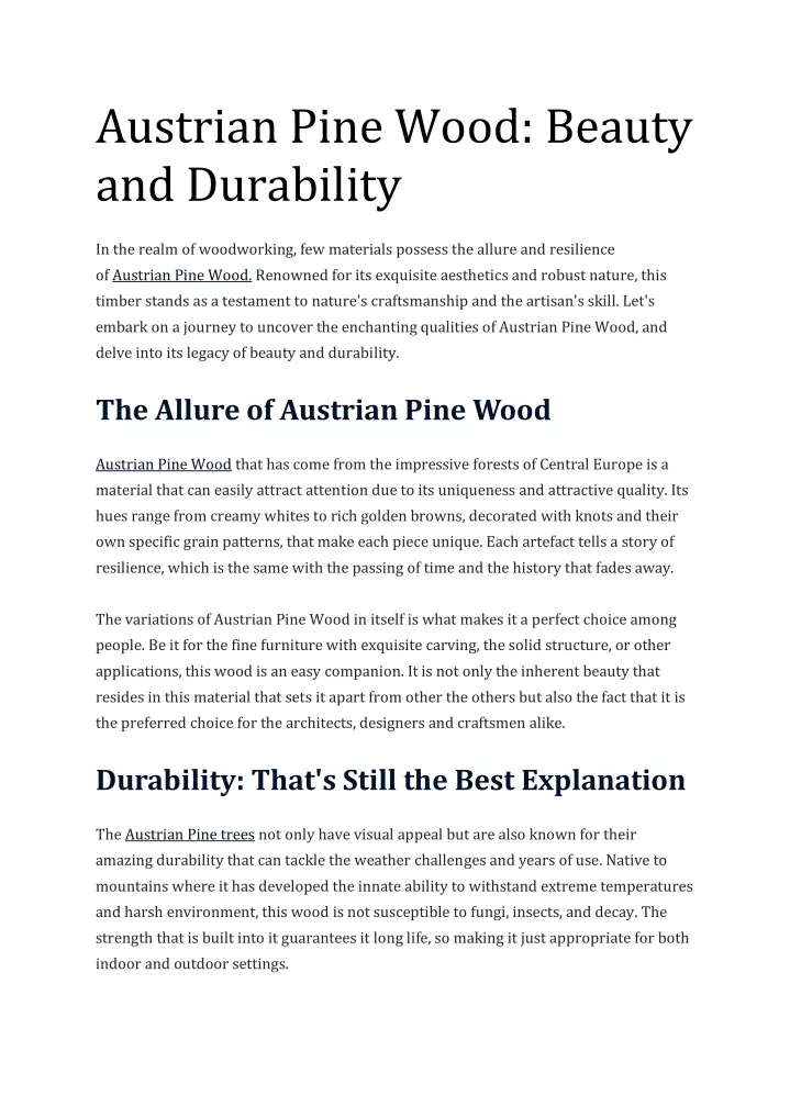 austrian pine wood beauty and durability