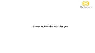 5 ways to find the NGO for you