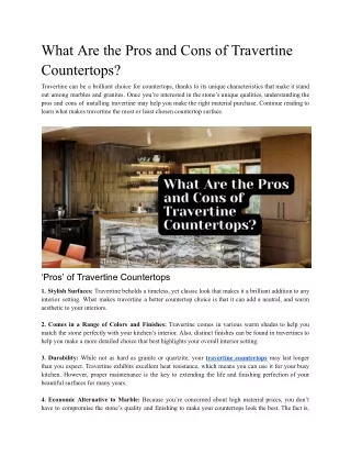 What are the Pros and Cons of Travertine Countertops