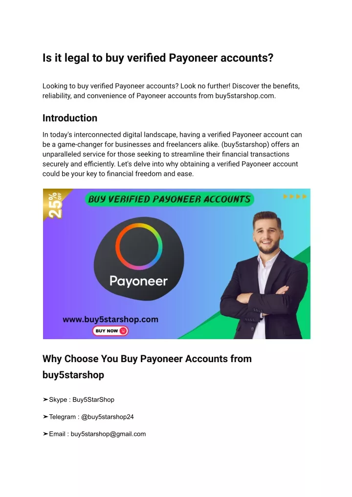 is it legal to buy verified payoneer accounts