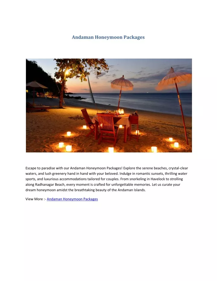 andaman honeymoon packages