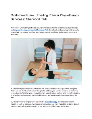 Customized Care_ Unveiling Premier Physiotherapy Services in Sherwood Park