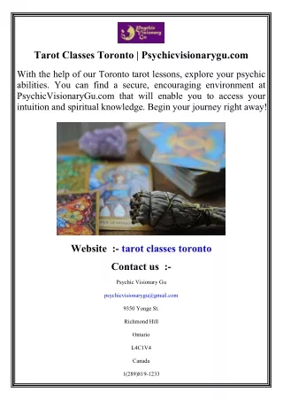 Tarot Classes Toronto   Psychicvisionarygu.com