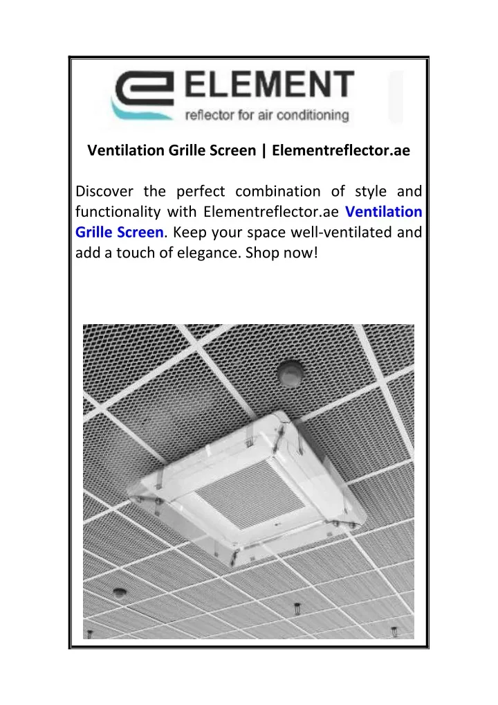 ventilation grille screen elementreflector ae