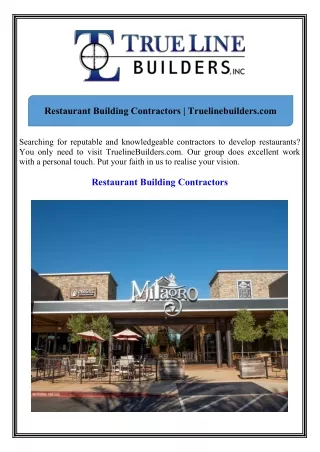 Restaurant Building Contractors Truelinebuilders.com